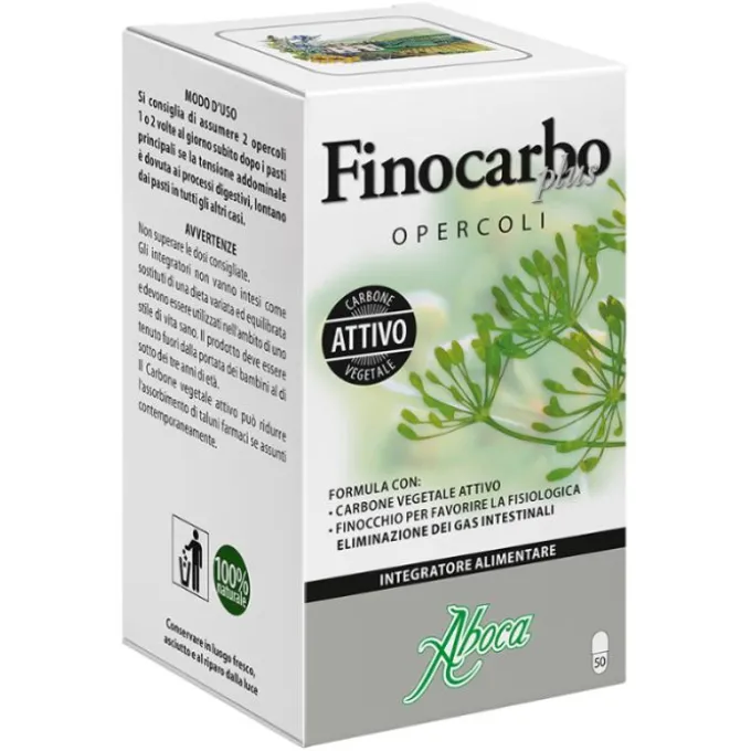 Aboca Finocarbo Plus Integratore Gas Intestinale 50 Opercoli 25 G Gonfiore