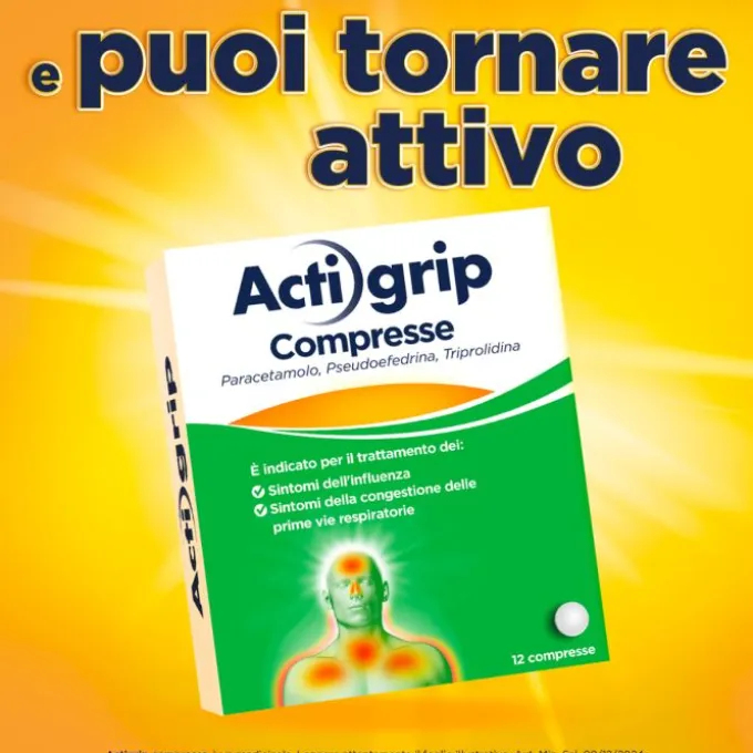Actigrip 12 Compresse Per Raffreddore Cefalea Mal Di Testa Febbre E Influenza