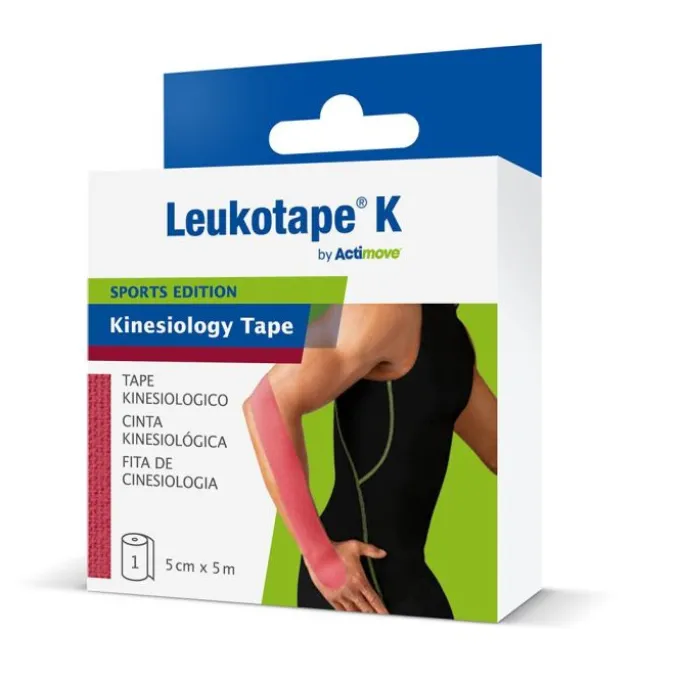 ACTIMOVE LEUKOTAPE K TAPE KINESIOLOGICO 5 CM X 5 M COLORE ROSA 1 PEZZO