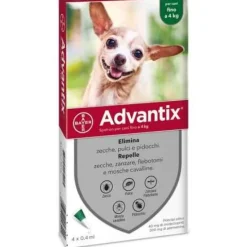 Advantix Spot On Per Cani Fino A 4Kg Soluzione 4 Pipette Da 0,4Ml