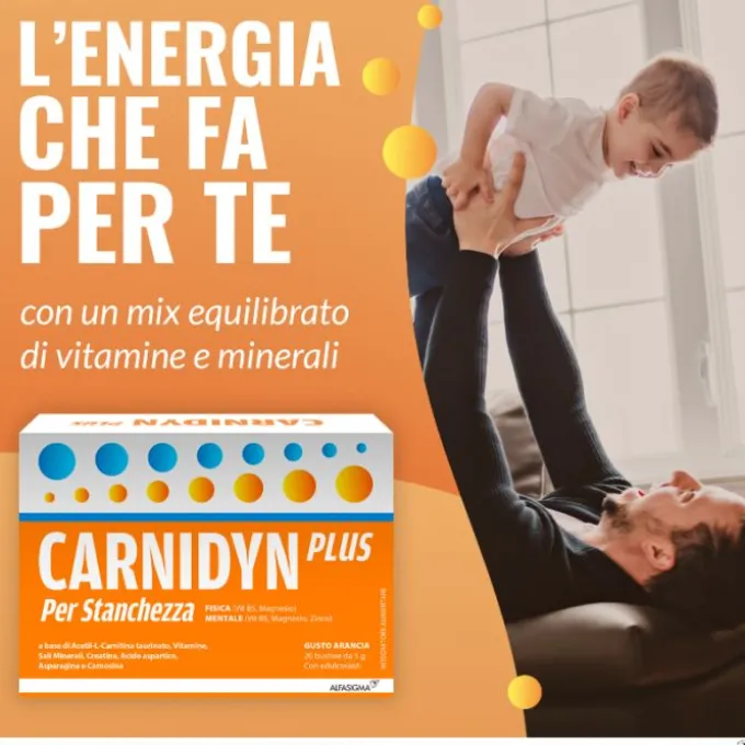 Alfasigma Carnidyn Plus Integratore Energetico Con Carnitina 20 Bustine Tonificanti