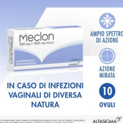 Alfasigma Meclon 10 Ovuli 100 Mg + 500 Mg