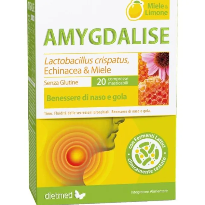Amygdalise Miele Limone 20 Compresse Masticabili Disinfettanti Bocca E Gola Pastiglie