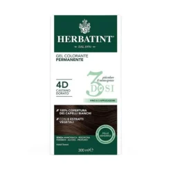 Antica Erboristeria Herbatint Tintura Capelli Gel Permanente 3Dosi 4D Castano Dorato 300 Ml