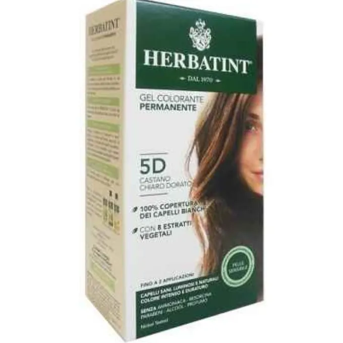 Antica Erboristeria Herbatint Tintura Capelli Gel Permanente 3Dosi 5D Castano Chiaro Dorato 300 Ml