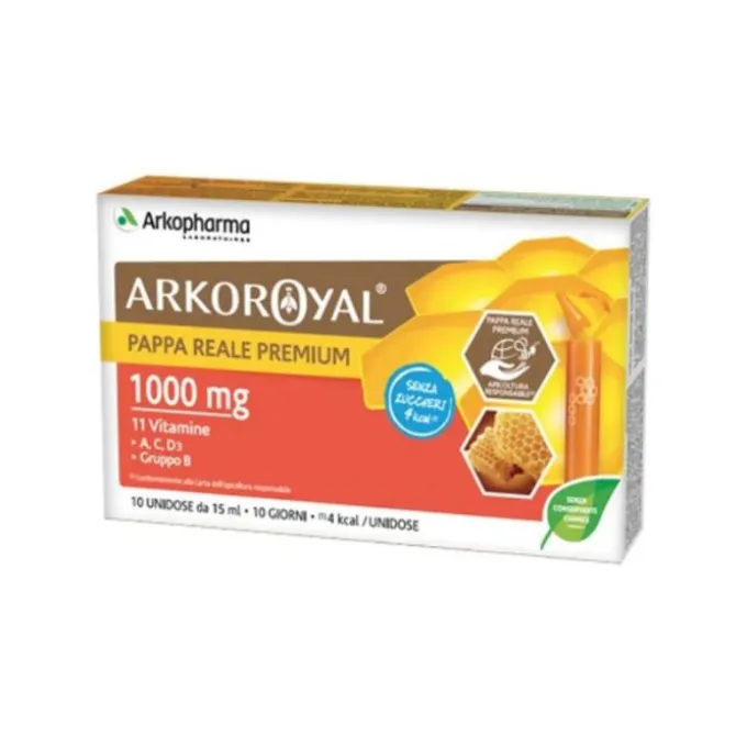 Arkofarma Arkoroyal Pappa Reale 1000 Mg + Vitamina Integratore 10 Fiale Ricostituenti