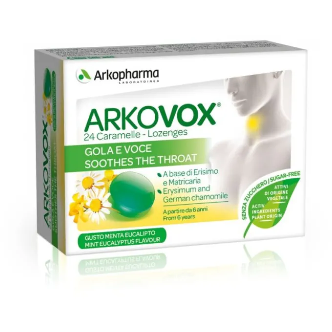 Arkofarm Arkovox Integratore Balsamico Menta Ed Eucalipto 24 Caramelle Disinfettanti Bocca E Gola Pa