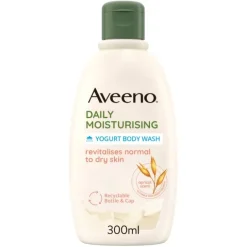 Aveeno Bagnoschiuma, Daily Moisturising Bagnodoccia Idratante Senza Sapone Per Una Pelle Vellutata E Luminosa, Yogurt Albicocca E Miele 300 Ml