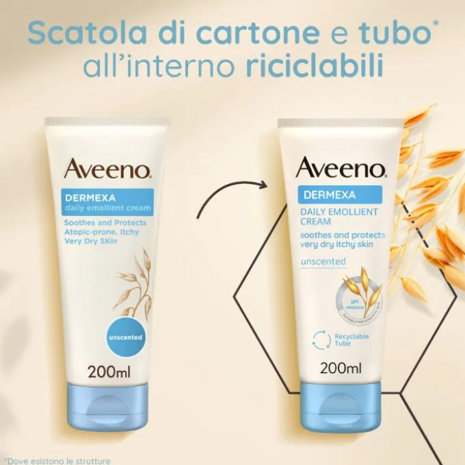 Aveeno Dermexa Crema Idratante Per Pelle Molto Secca E Con Prurito, Adatto Per Pelle Con Tendenza Atopica E Soggetta A Eczema, Senza Profumo 200 Ml