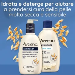 Aveeno Skin Relief Crema Corpo Nutriente Per Pelle Secca E Sensibile, All'avena Prebiotica 500 Ml