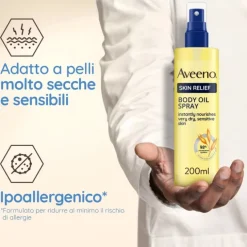 AVEENO SKIN RELIEF OLIO CORPO PELLE SECCA DERMATOLOGICAMENTE TESTATO CON INGREDIENTI NATURALI 200 ML