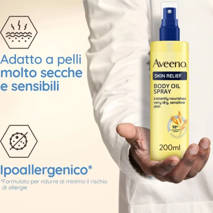 AVEENO SKIN RELIEF OLIO CORPO PELLE SECCA DERMATOLOGICAMENTE TESTATO CON INGREDIENTI NATURALI 200 ML