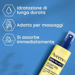 AVEENO SKIN RELIEF OLIO CORPO PELLE SECCA DERMATOLOGICAMENTE TESTATO CON INGREDIENTI NATURALI 200 ML