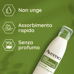 Aveeno Spray Idratante Corpo Dopo Doccia All'avena Per Proteggere E Nutrire La Pelle Secca Ad Assorbimento Rapido 200 Ml