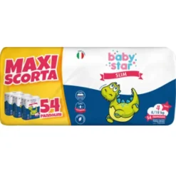 Babystar Slim Taglia 4 (8-18Kg) Maxiscorta 54 Pannolini