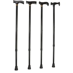 Bastone Brio Pieghevole In Alluminio Anodizzato Con Puntaliantiscivolo Regolabile In Altezza Da 77,5 A 87,5Cm Nero Impugnatura In Legno