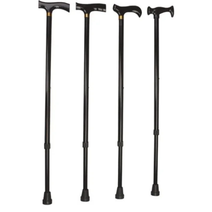 Bastone Brio Pieghevole In Alluminio Anodizzato Con Puntaliantiscivolo Regolabile In Altezza Da 77,5 A 87,5Cm Nero Impugnatura In Legno