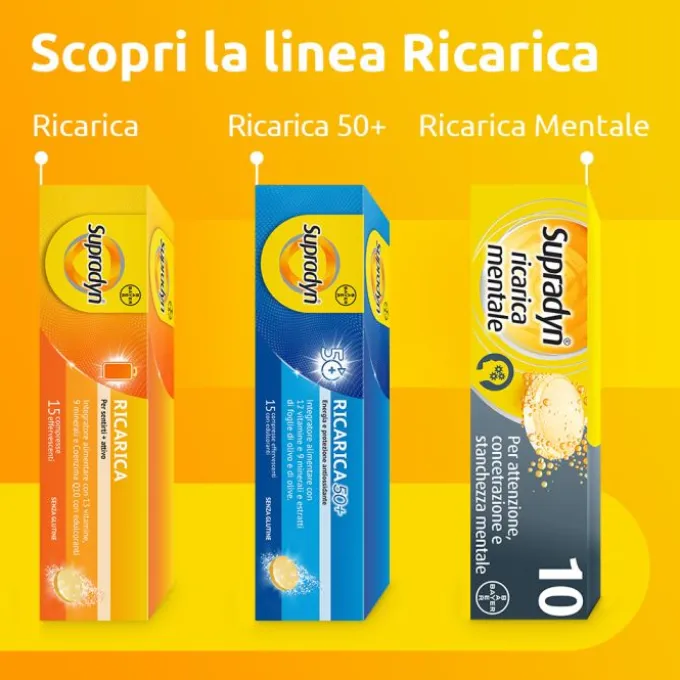 Bayer Supradyn Ricarica Integratore Di Vitamine, Sali Minerali E Coenzima Q10 15 Compresse Effervesc