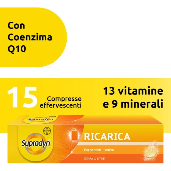 Bayer Supradyn Ricarica Integratore Di Vitamine, Sali Minerali E Coenzima Q10 15 Compresse Effervesc