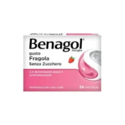 Benagol 24 Pastiglie 0,6 Mg + 1,2 Mg Fragola Senza Zucchero