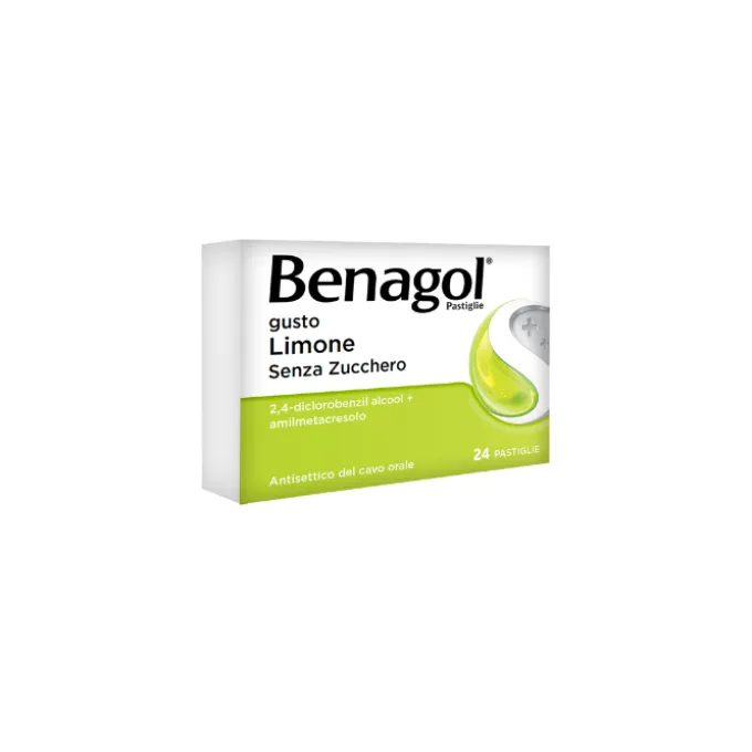Benagol 24 Pastiglie 0,6 Mg + 1,2 Mg Limone Senza Zucchero