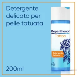 Bepanthenol Tattoo Detergente Delicato Per Tatuaggio Con Pantenolo, Protegge, Idrata E Rigenera La Pelle Tatuata 200Ml