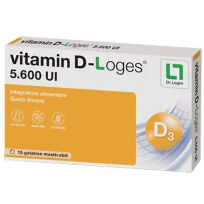 Biofarmex Vitamin D-Loges 5.600 Ui Integratore Vitamina D 15 Gelatine Masticabili