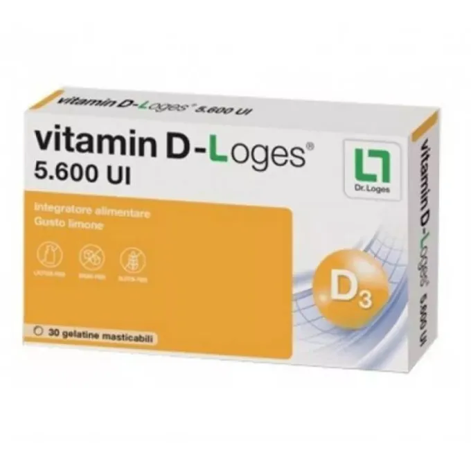 Biofarmex Vitamin D-Loges 5.600 Ui Integratore Vitamina D 30 Gelatine Masticabili