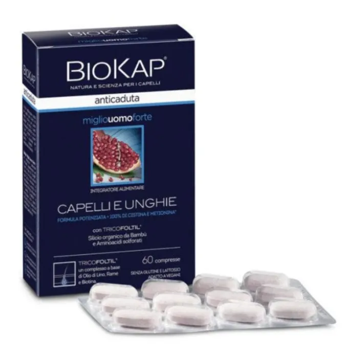 Biokap Anticaduta Miglio Uomo Forte Con Tricofoltil 60 Compresse Integratori Anticaduta