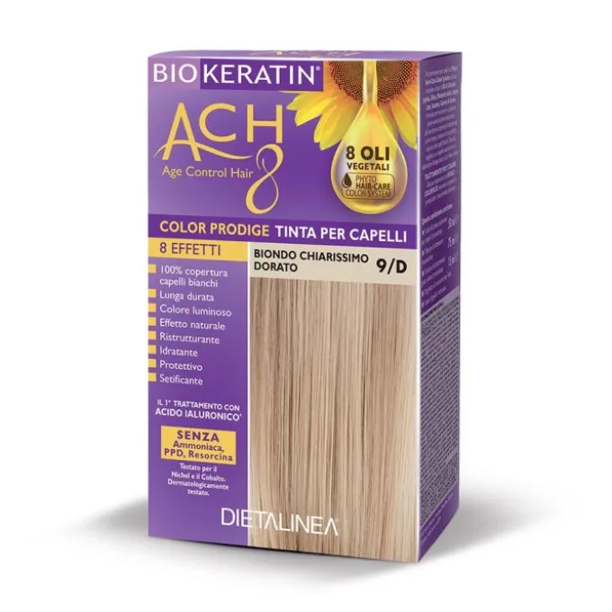Biokeratin Ach8 Tinta Per Capelli Biondo Chiarissimo Dorato 9/D