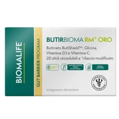 Biomalife Butirbioma Rm Oro 20 Stick Orosolubili Senza Edulcoranti Senza Zuccheri Aggiunti Senza Glutine Naturalmente Privo Di Lattosio
