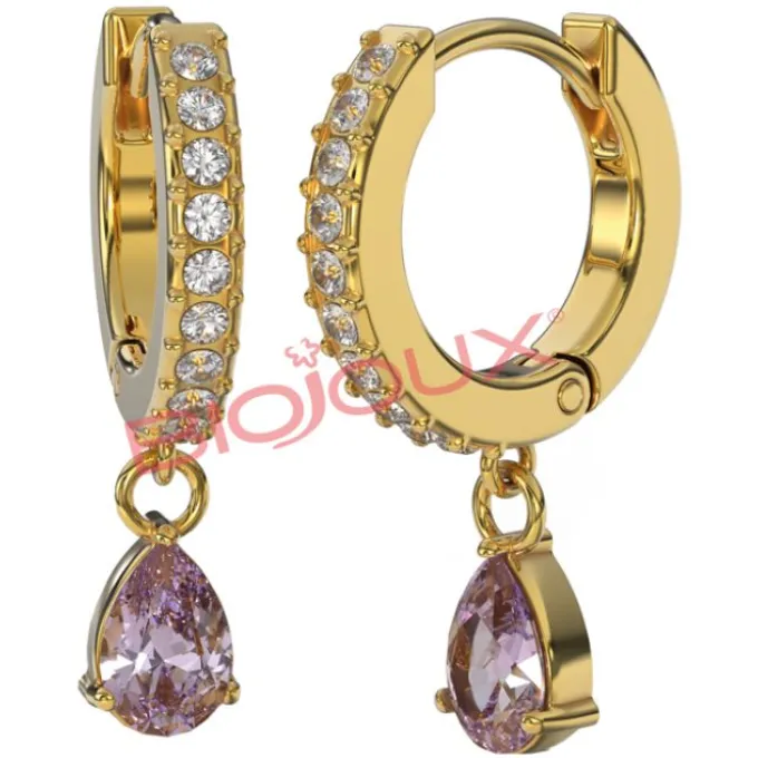 BJT317 ORECCHINI INES VIOLA GOLD PLATED - ACCESSORIO MODA