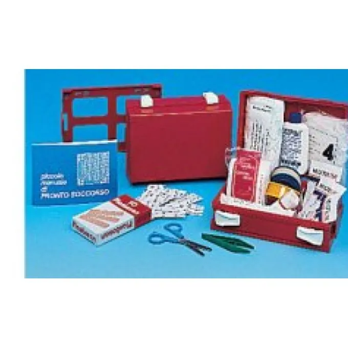 Cassetta Pronto Soccorso Minikit Per Casa, Ufficio E Tempo Libero. Contenitore In Abs Antiurto E Con Supporto Per Il Fissaggio Alla Parete