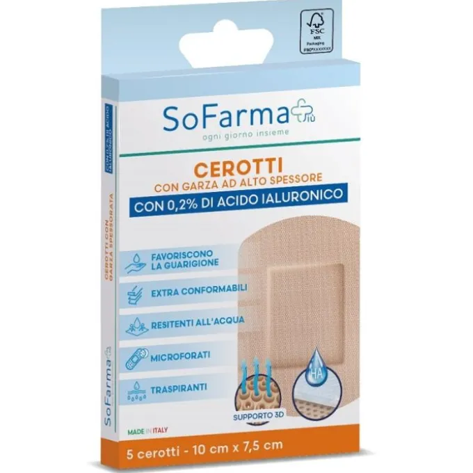 Cerotto Cicatrizzante 10X7,5 Cm 5 Pezzi Sofarmapiu' Cicatrizzanti