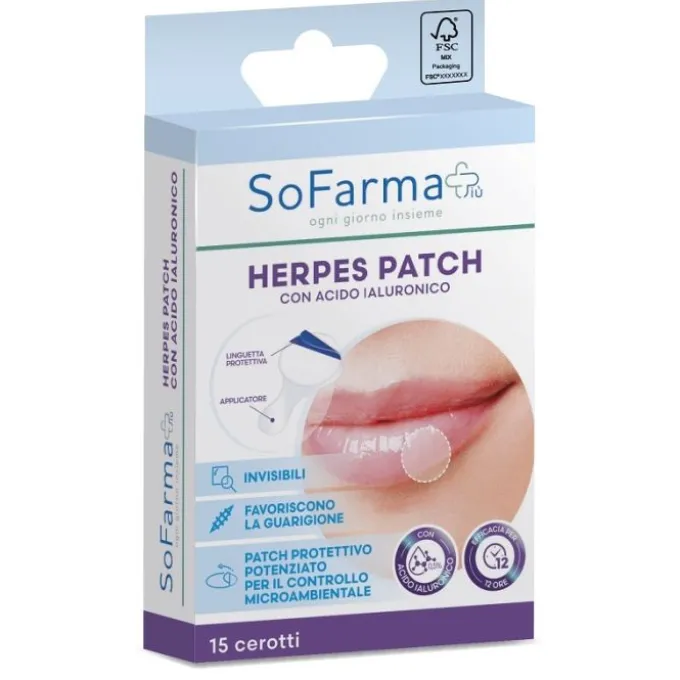 Cerotto Herpes Patch Con Acido Ialuronico Sofarmapiu' 15 Pezzi