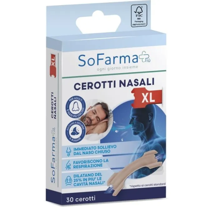 Cerotto Nasale Extra Large 6,7 X2Cm Sofarmapiu' 30 Pezzi