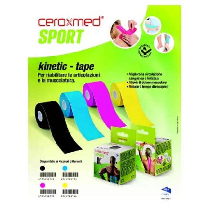 Ceroxmed Sport Kinetic Tape Blu Bendaggio Adesivo Elastico Kinesio Tape