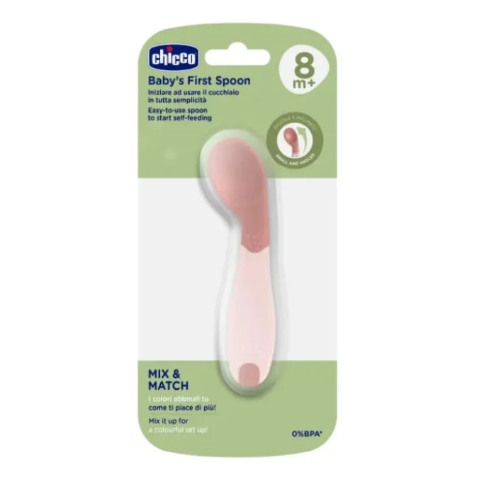 CHICCO CUCCHIAINO IAIÒ ANGOLATO 8M+ ROSA - ACCESSORIO PAPPA PRIMA INFANZIA