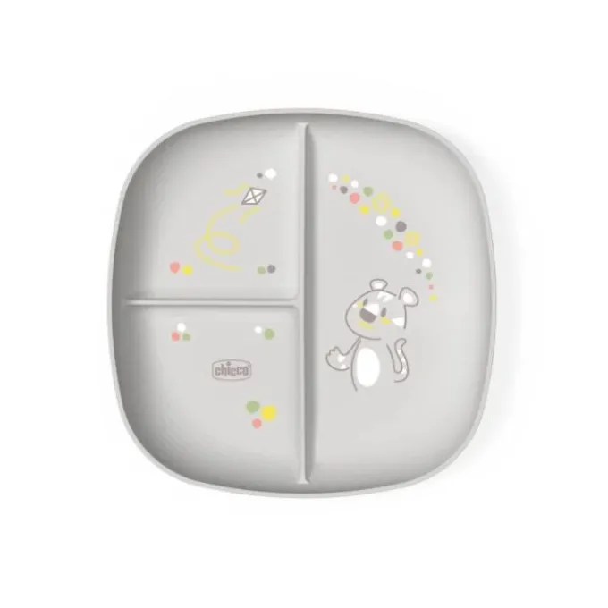 CHICCO PIATTO PORZIONATO 12M+ COLORE GRIGIO ACCESSORIO PAPPA PRIMA INFANZIA