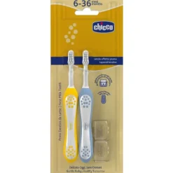CHICCO SPAZZOLINO 6-36 MESI + DOPPIO AZZURRO-GIALLO - DISPOSITIVO MEDICO CLASSE I