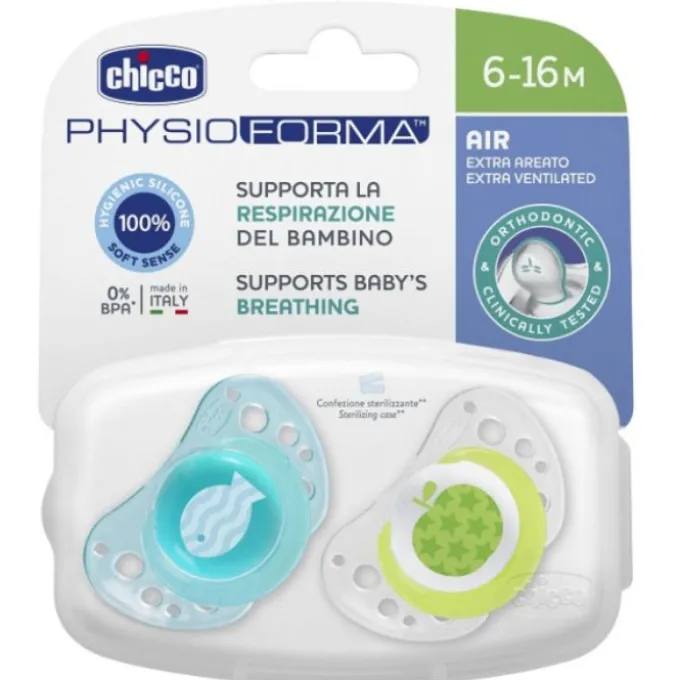 Chicco Succhietti Air Blu Lumi Silicone 16-36 Mesi 2 Pezzi
