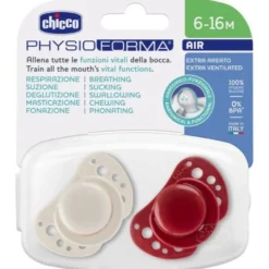 Chicco Succhietti Air Rosso Silicone 6-16 Mesi 2 Pezzi