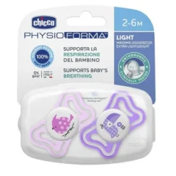 Chicco Succhietto Physioforma Light Girl Silicone 2-6 Mesi 2 Pezzi Succhietti Scudo Rigido