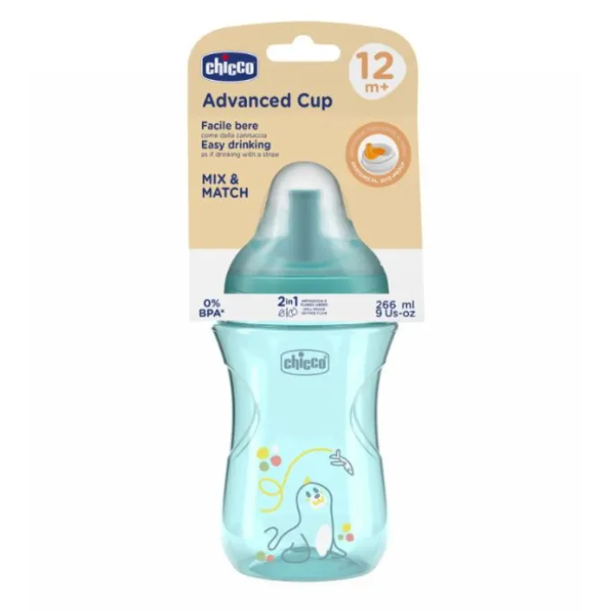 CHICCO TAZZA ADVANCED 12M+ 266ML COLORE AZZURRO - TAZZA PER BAMBINI DAI 12 MESI, 1 PEZZO