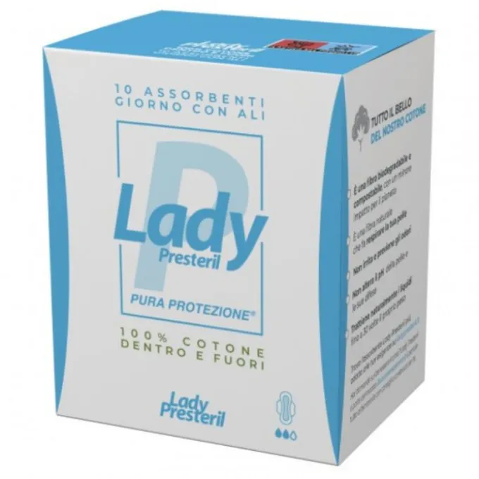 Corman Lady Presteril Cotton Giorno Assorbenti Con Ali 10 Pezzi