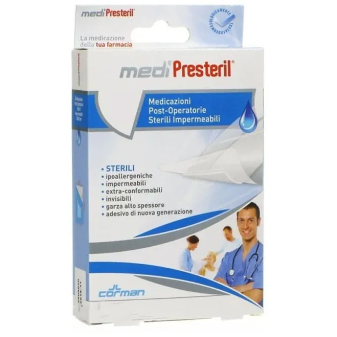 Corman Medipresteril Medicazioni Post-Operatorie Impermeabili Sterili 10X25 Cm 3 Pezzi