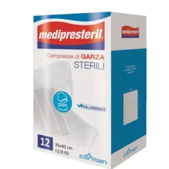 Corman Spa Garza Compressa Medipresteril 12/8 Fu 36X40Cm 12 Pezzi Compresse Di Garza