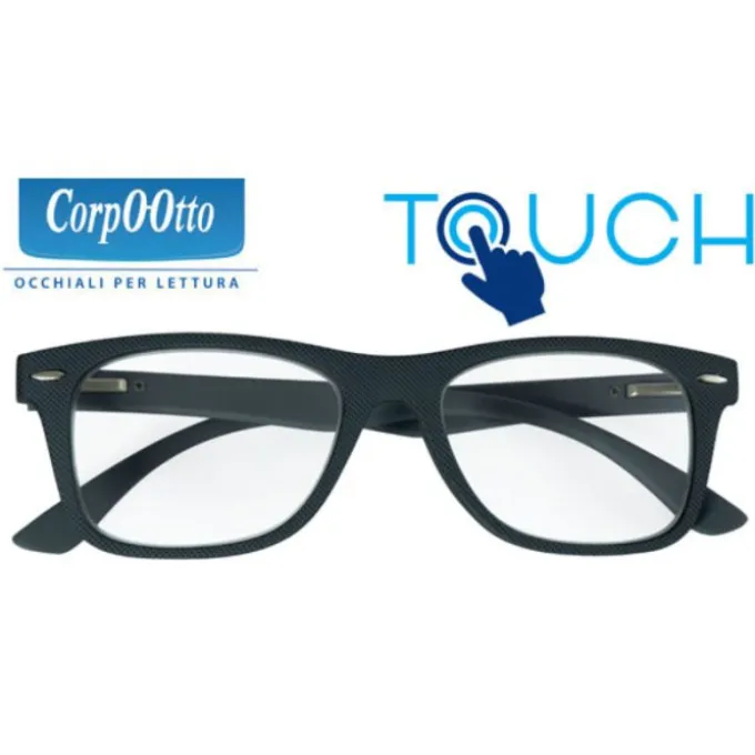 Corpootto Occhiali Da Lettura Touch Frontale Grigio Interno Nero Aste Grigie Diottrie 1.50