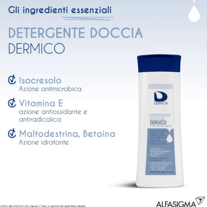 Dermon Detergente Doccia Dermico Per Infezioni Microbiche 250 Ml Detersione Pelle Normale