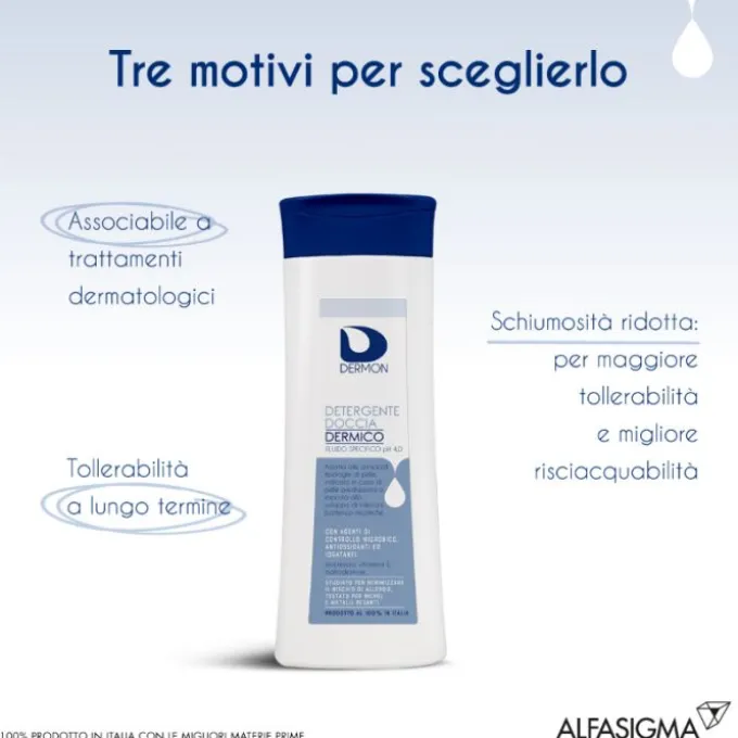 Dermon Detergente Doccia Dermico Per Infezioni Microbiche 250 Ml Detersione Pelle Normale